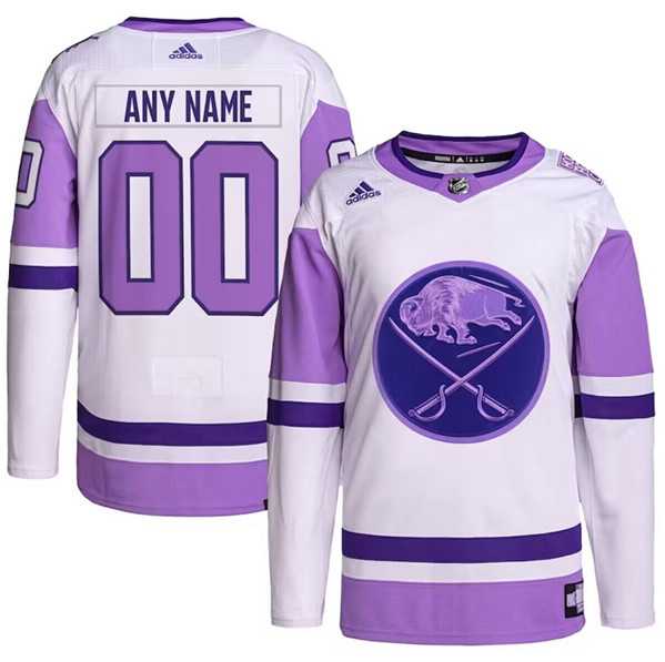 Men%27s Buffalo Sabres Custom Purple White Cancer Blue Stitched Jersey